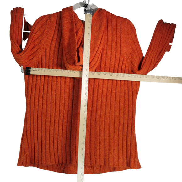 Faded Glory Fuzzy Knit Hoodie Sweater Women 22W/24W Orange Soft V Neck Cozy - Picture 6 of 9